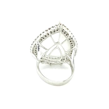 35.44 Ctw Moonstone and 1.92 Ctw White Diamond Ring in 18K 2-Tone