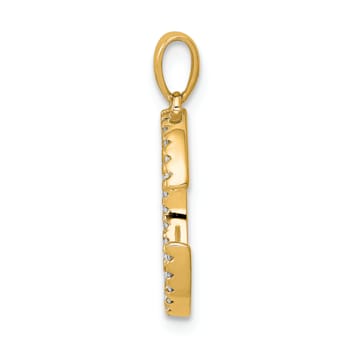 14K Yellow Gold Diamond Letter C Initial Pendant