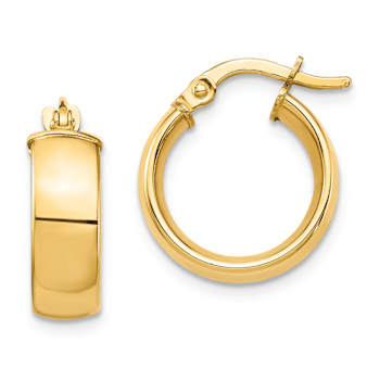 14k Yellow Gold 5/8" High Polished Hoop Earrings