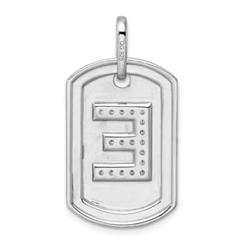 Rhodium Over 14k White Gold Diamond Initial E Dog Tag Charm