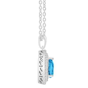 8x5mm Pear Shape Swiss Blue Topaz And White Topaz Rhodium Over Sterling
Double Halo Pendant w/Chain