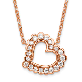 14K Rose Gold Lab Grown Diamond VS/SI GH, Heart Pendant Necklace