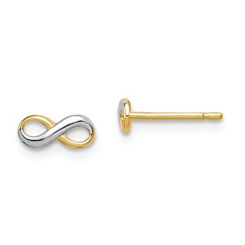 Rhodium Over 14k Yellow Gold Infinity Post Earrings
