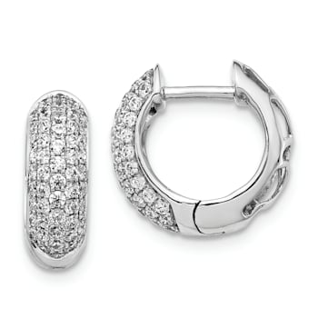 Rhodium Over 14K White Gold Lab Grown Diamond Hinged Hoop Earrings