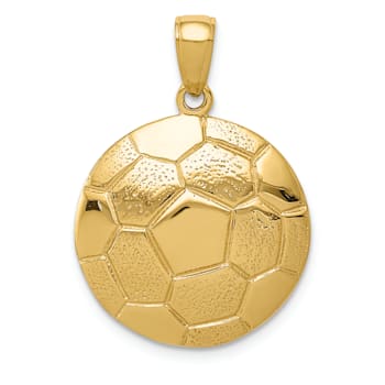 14k Yellow Gold Textured Soccer Ball Pendant