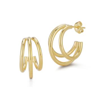 Sterling Statements 14K Yellow Gold Over Sterling Silver Bold Triple Hoops