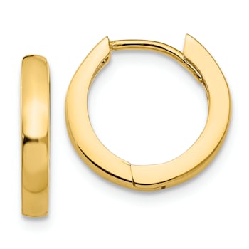 14k Yellow Gold 9/16" Round Hinged Hoop Earrings
