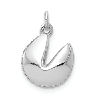 Rhodium Over 14k White Gold Diamond Fortune Cookie Pendant
