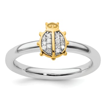 14K Yellow Gold Over Sterling Silver Stackable Expressions Ladybug
Diamond Ring 0.06ctw