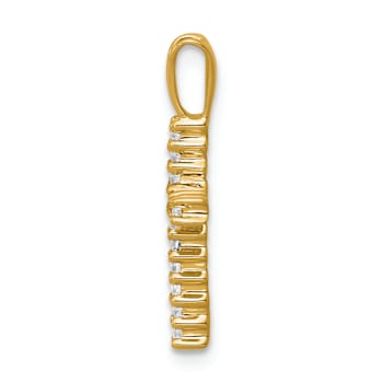 14k Yellow Gold Diamond Latin Cross Pendant