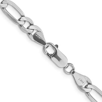 Rhodium Over 14k White Gold 6mm Solid Flat Figaro 18 Inch Chain