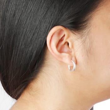 Sterling Silver Polished 1/2" Round Hoop Earrings