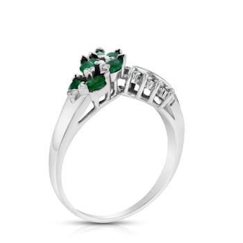0.59ctw Emerald and Diamond Ring in 14k White Gold