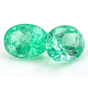 Colombian Emerald 7.8x6.2mm Oval Matched Pair 2.44ctw