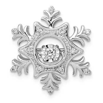 Rhodium Over 14k White Gold Vibrant Moving Diamond Snowflake chain slide