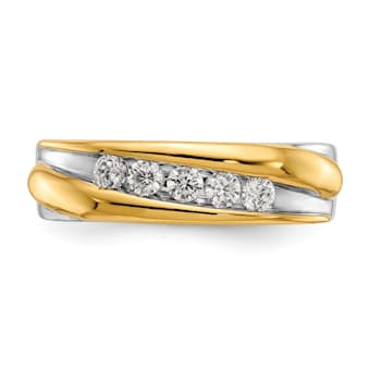 14K Yellow and White Gold Lab Grown Diamond SI1/SI2, G H I, Men's Band