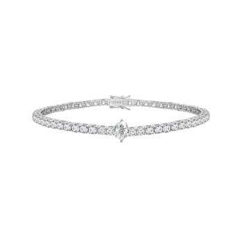 White Cubic Zirconia Platinum Over Sterling Silver Tennis Bracelet 6.61ctw