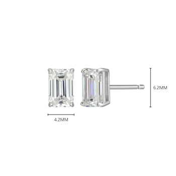 Emerald Cut Moissanite Platineve Stud Earrings 1.16ctw DEW