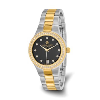 Ladies Charles Hubert Two-tone Stainless Steel Black Dial Watch