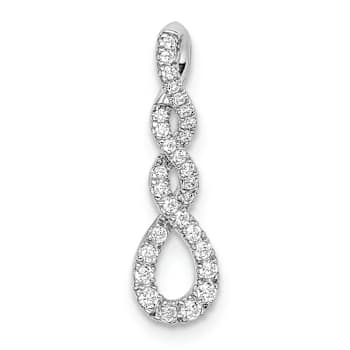 Rhodium Over 10k White Gold 0.12 ctw Diamond Twist Chain Slide Pendant