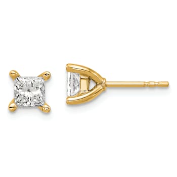 Princess Cut White Lab-Grown Diamond G-H SI 14K Yellow Gold Solitaire
Stud Earrings 1.00ctw