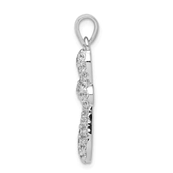 Rhodium Over 14k White Gold Diamond Cross Pendant
