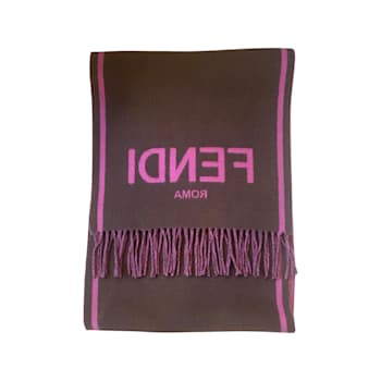 Fendi Roma Cashmere Scarf Purple Grey Logo