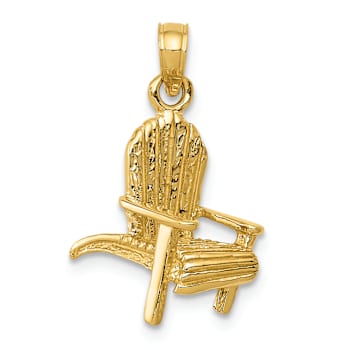 14k Yellow Gold 3D Textured Adirondack Beach Chair Pendant