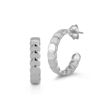 Sterling Statements Rhodium Over Sterling Silver Scallop Hoop Earrings