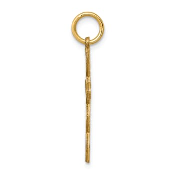 14k Yellow Gold Satin Loop with Center Heart Cross Pendant
