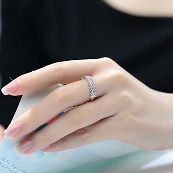 CZ Three-Row Band Ring In Sterling Silver