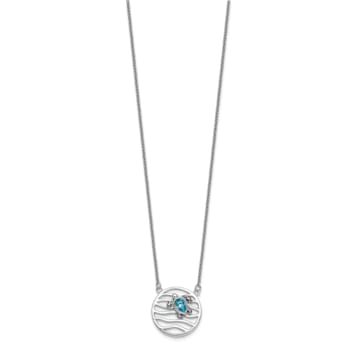 Rhodium Over Sterling Silver Crystal Sliding Turtle 15.5 Inch with 2
Inch Extension Necklace