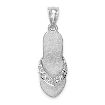 Rhodium Over 14k White Gold Diamond Sandal Pendant