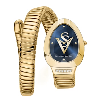 Christian Van Sant Women's Naga Blue Dial, Yellow Stainless Steel Watch