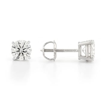 Certified White Lab-Grown Diamond H-I SI 14k White Gold Stud Earrings 2.00ctw