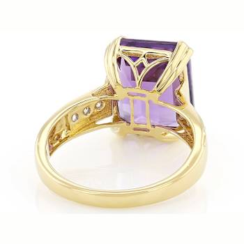 Amethyst And Lab-Grown Diamond Ring In 18K Gold Over Sterling Silver 4.81ctw