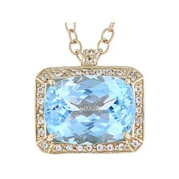 Sky Blue Topaz And White Topaz Pendant Necklace In 18K Gold Over
Sterling Silver 23.90ctw