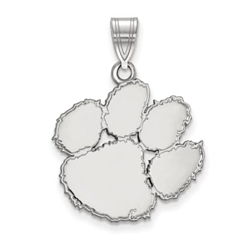 Rhodium Over Sterling Silver LogoArt Clemson University Large Pendant