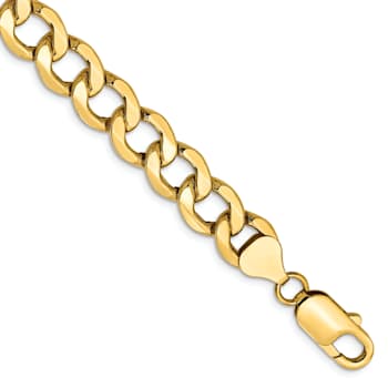 14k Yellow Gold 9mm Curb Link Bracelet, 8 Inches