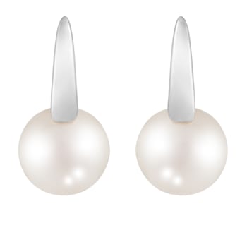 White Cultured Freshwater Pearl 14k White Gold Earrings 8-8.5mm