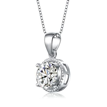 CZ Solitaire Pendant In Sterling Silver