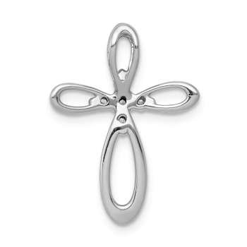 Rhodium Over 14k White Gold Diamond Cross Chain Slide Pendant