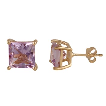 Square Lavender Amethyst Stud Earrings 2 CTW