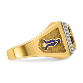 10K Two-Tone Yellow and White Gold Men's Textured Blue Lodge Master
Masonic Ring