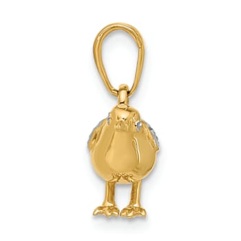 14k Two-tone Gold Diamond-Cut 3D Bird Pendant