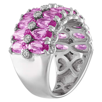 Sterling Silver Lab Created Pink Sapphire and White Sapphire Ring 4.75ctw