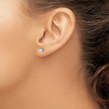 Rhodium Over 14K White Gold 1/2ct. 4.0mm Round G H I True Light
Moissanite Screwback Earrings