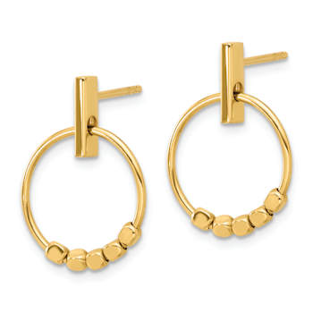 14k Yellow Gold Polished Circle Dangle Earrings