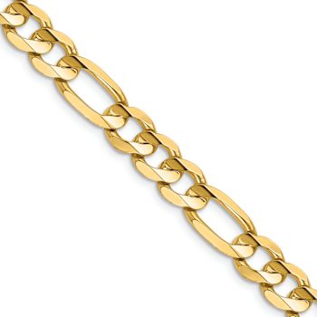 14k Yellow Gold 7.5mm Solid Concave Open Figaro 18 Inch Chain