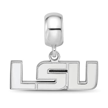 Sterling Silver Rhodium-plated LogoArt Louisiana State University Small
Dangle Bead